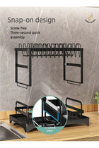 2-Tier Metal Dish Drying Rack, Anti-Rust Dual-Layers Plate Drain Rack With Cutlery & Utensil Holder & Cupboard Rack,