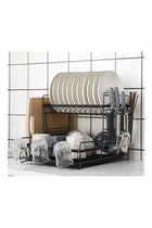 Carbon Steel Dish Rack Large Capacity Storage Rack for Dishes Multifunctional Kitchen Rack Kitchen Sink Drying Shelf Bowl Holder Tool Holder Storage Box with Chopsticks Holder Black Black 45*2