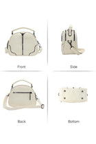 Women PU Shoulder Crossbody Tote Satchel Bag, Ladies Large-Capacity Multi-Pocket Round Bucket Style Dual Zipper Compartments and Detachable Strap for Youth Daily Casual Travel Cross Bags (Beig
