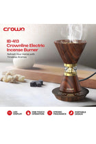 IB-413 Electric Incense Burner, 220-240 V, 50-60 Hz, 300-360 W, Compatible with Fragrant Oil, Incense, and Eaglewood with 1 Year -Dark Brown