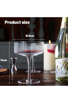 Ribbed Coupe Glasses, 6 Pcs 10 oz Vintage Cocktail Coupe Glasses Set, Unique Martini Glass