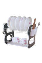 Kitchen Counter Dish Rack 2 Tiers Dish Drying Stand Bowl Dish Strainer Large Kitchen Organiser Shelves Utensils Drying Storage Basket with Drainboard Metal Plate Tray Holder with Towel Ho