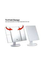 Tri-Folded Vanity Table Makeup Mirror With 21 LED Lights White
