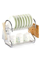 Stainless Steel 2-layer Dish Drainer Drying Rack Kitchen Storage