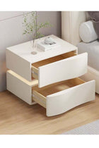 Set of 2 Modern High Gloss One Touch Switch Night Light LED Nightstand with 2 Storage Drawers Solid Wood Bedside End Table Furniture 50x40.5x50 cm (Fully Assembled)