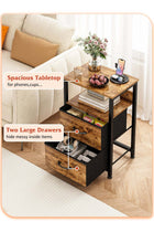 3-Tier Nightstand Side Table with 2 Fabric Drawers Home Bedside Table End Coffee Table for Bedroom 45*30*73cm Brown