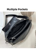 Women's Rock Style Black Shoulder Bag, Ladies PU Leather Crossbody Bag Sling Bag Side Bag Carry Bag