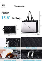 Multifunctional Ladies Bag Elegant Black Quilted Women Handbag with Insulated Compartment