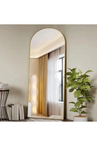Arched Full-Length Floor Mirror Large Golden Frame Dressing Mirror for Bedroom & Living Room (200X100cm)