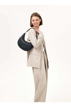 , Medium Moon Bend Bag Series, Head Leather, Large Capacity, Crescent Bag, Single Shoulder Underarm Bag - Black