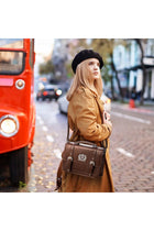 Women's PU Leather Satchel Purse, 12 Inch Bag Crossbody Shoulder Bag Vintage Style Messenger Casual College Backpack Chic Shoulder Bag Crossbody Satchel PU Leather College Bag Retro Travel Bag