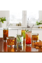 Drinking Glasses Set of 12 Glass Tumblers. 300ml Glasses and 200ml Glasses Set. Glass Cups with Straws.Cocktail, Juice, Whiskey , Small Size