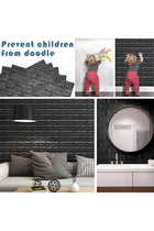 10 PCS Black 3D Wall Panels, 14.5 sq.feet Coverage, Printable Wallpaper Sticker with Self-Adhesive Waterproof Brick PE Foam Wall Panels Peel and Stick for Interior Wall Decor (Black)