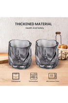 Set of 6 Grey Vintage Crystal Beverage Glasses 6.7oz - Elegant Tumblers for Iced Juice, Sparkling Soda