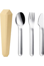 Portable Travel Cutlery Set with Case - 18/8 Stainless Steel Fork Spoon Knife for 1, Ideal for Picnic Camping Lunch School Workplace, Yellow