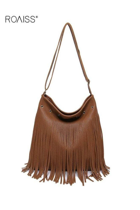 Women Stylish Crossbody Bag with Tassel Design, Large Capacity Shoulder Bag with Magnetic Buckle