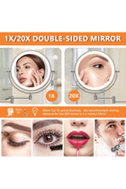 8'' Wall Mounted Lighted Makeup Mirror, 1X/20X, Nickel