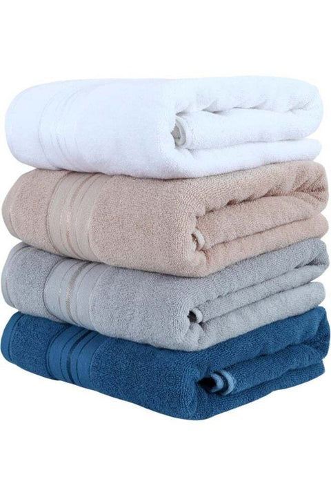 Home Dwell Premium Bath Towels Set - Set of 4 - 100% Cotton Highly Absorbent Bath Towels - Hotel & Spa Quality Bath Towels - White, Grey, Camel & Blue