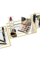 3 Pieces Mirror Tray, Rectangle Metal Vanity Mirror Tray,Can be stored for Perfume, Jewelry, Makeup, Cosmetic,Suitable for Dresser, Bedroom,Bathroom,Hotel, 3 Sizes