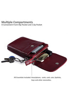 Genuine Leather Small Cell Phone Crossbody Bag Purses for Women Cross Body, Silver Zipper