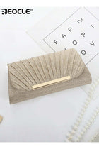 Women's Elegant Evening Clutch with Embellishment and Pleated Design Ladies Chain Wallet with Fashionable Detail for Dance Party Events