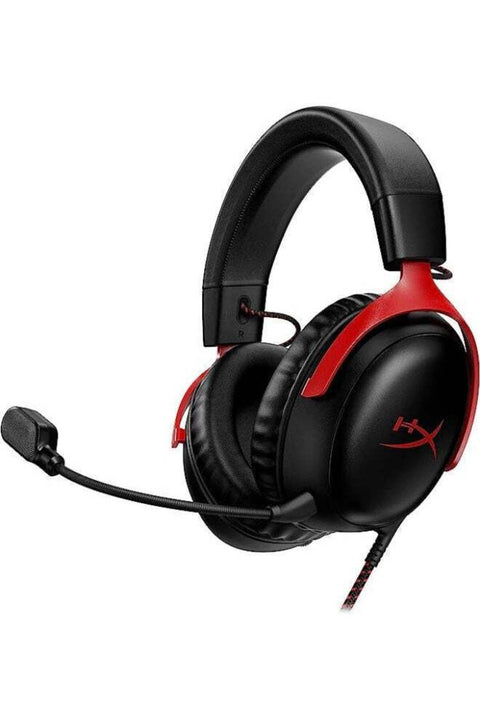 Cloud III Wired Gaming Headset, For PC / PS5 / PS4 / Xbox Series, Angled 53mm Drivers, Noise Cancelling, With LED Mic Mute Indicator, 10Hz-21kHz Frequency Response, Black/Red