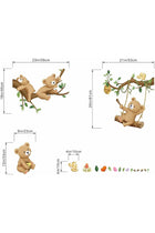 Woodland Bear Wall Stickers - Baby Animal Tree Branch Wall Decals - Nursery Kids Girls Boys Room Daycare Playroom Classroom Wall Decor