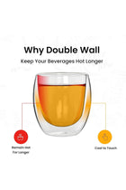 Double Walled Coffee Mugs 250ml - Set of 4 Trending Glass Coffee Mugs for Cappuccino