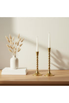 Loor Metal Candle Holder, Set Of 2 - Gold