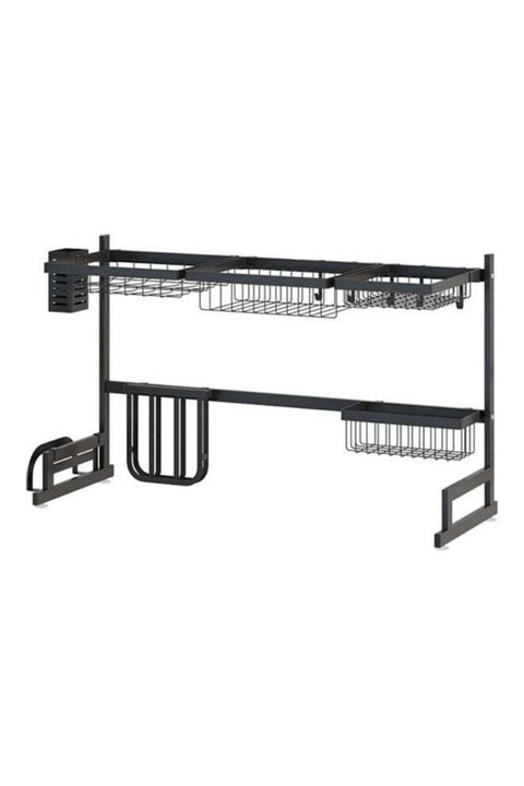 Over Sink Dish Drying Rack Black 41x18x34cm