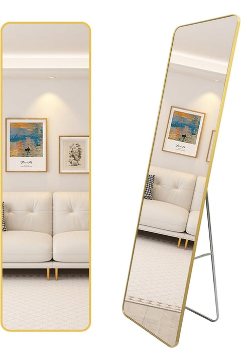 Full Length Mirror for Wall, Floor Mirror with Plastic Frame, Dressing Mirror Full Body Standing Mirror for Living Room, Bedroom, Beauty Shop (151 * 41cm) (Yellow)