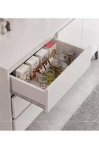 Storage Cabinet, Free Standing TV Cabinet with Drawer, Home Sideboard Cabinet, Entryway Console Cabinet Accent Table for Bedroom Hallway Dining Room, 140*40*75cm (DSG044, White)