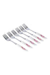 6-Piece Dinner Fork Set White/Pink