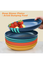 8 Pack Kitchen Wheat Straw Dinnerware Set, Unbreakable Plastic Plates Reusable, Suitable for Kitchen, Camping, Salad (9.1 Inch)