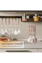 Silicone Cooking Utensils Set, 7 Pcs Kitchen Utensils with Hanging Shelf