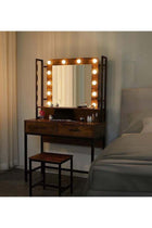 Dressing Table Vanity Style with Lighted Mirror Brown