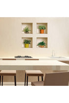Art Magic 3D PVC Removable Wall Sticker Decals DIY, Set of 4, Green and Brown Plants, DY0725-WJH
