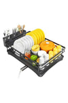 MostNow Dish Drying Rack, Stainless Steel Dish Rack for Kitchen Counter, Large-Capacity Dish Drainer with Cutlery Holder, Kitchen Organizer for Dishes, Spoons and Forks