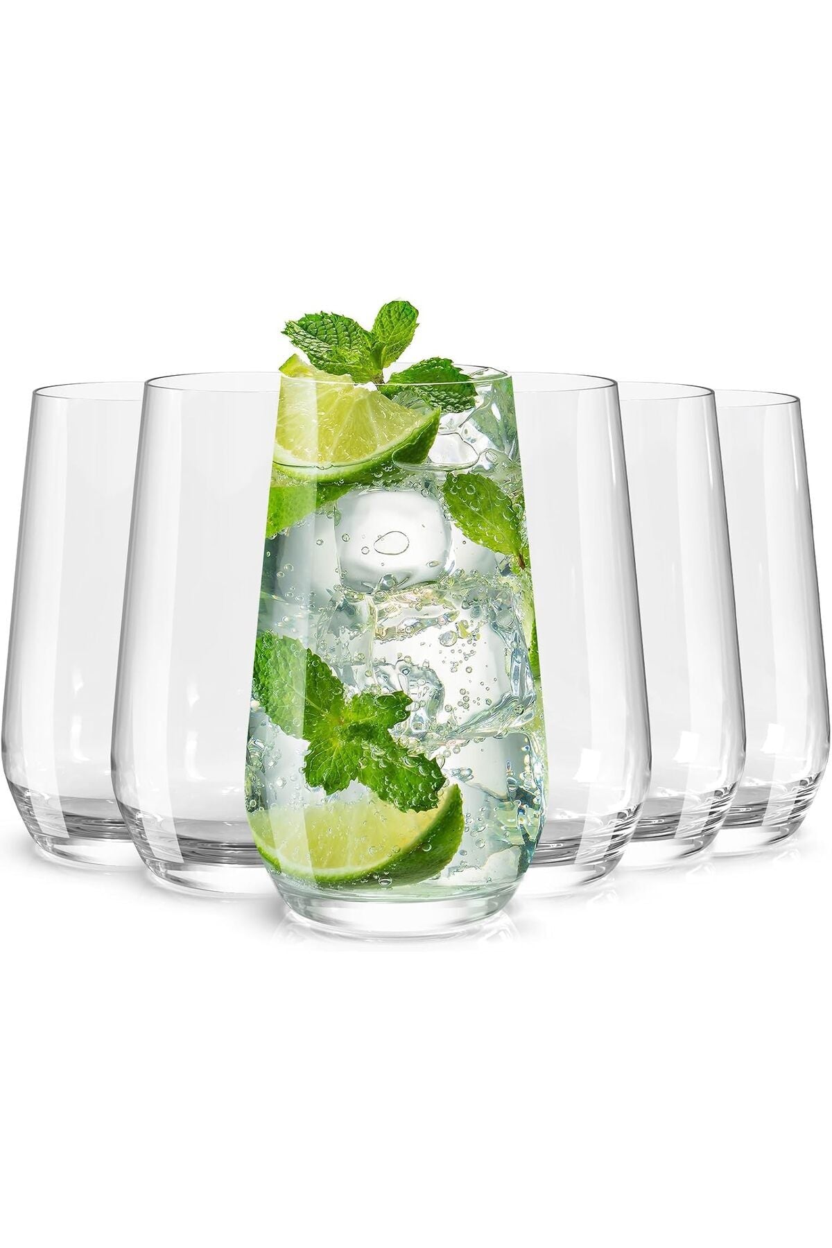 Wlasss Drinking Glasses Set of 6, 16.4 oz Crystal Water Glasses,Tall Glass Cups,Highball Glass for Cockt