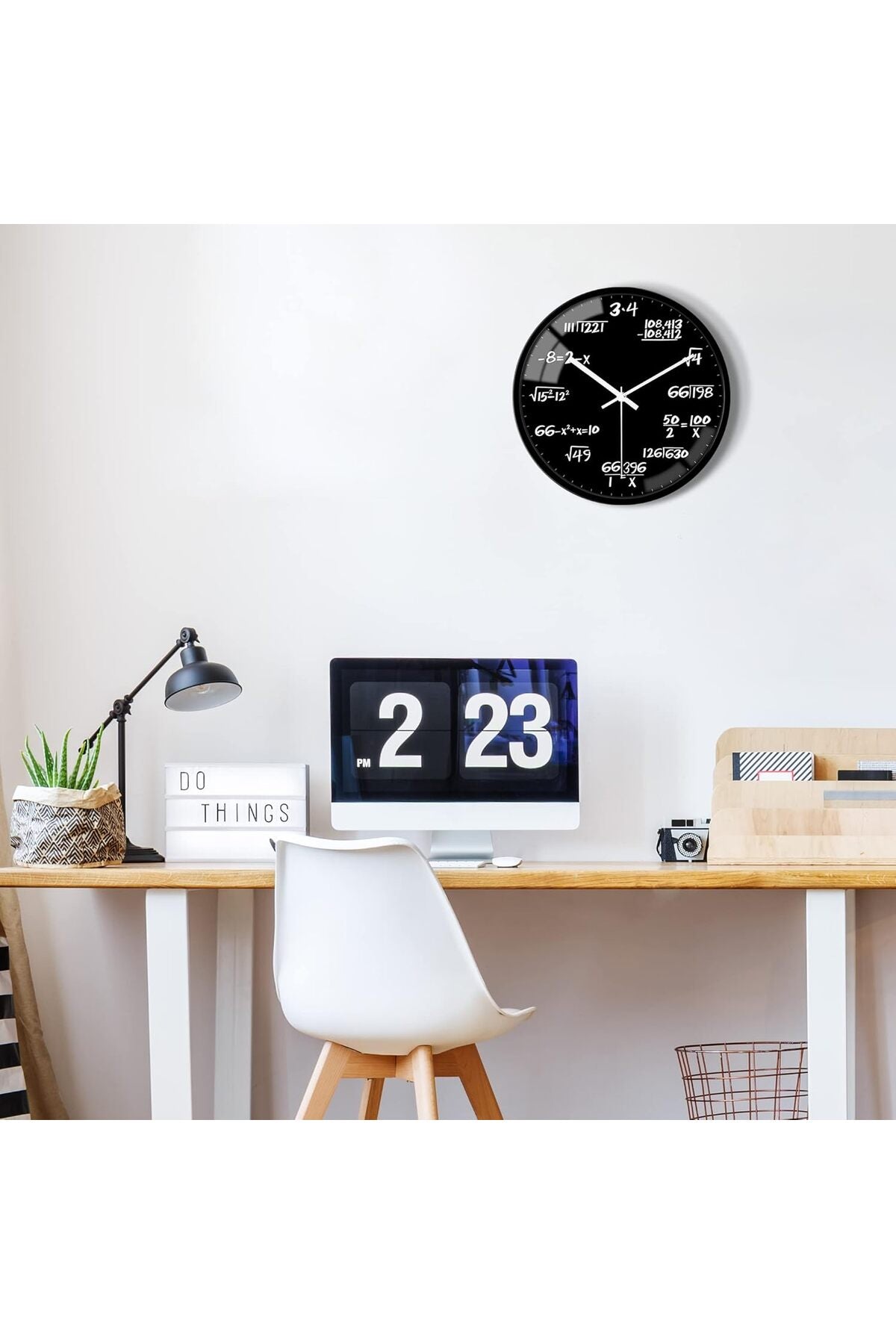 12 Inch Glass Wall Clock Decorative Math Teaching Style Round Clocks Modern Black Battery Operated Silent Non Ticking Hanging Wall Clocks | Mathematical Teacher Gift Quartz Non Ticking Wall De