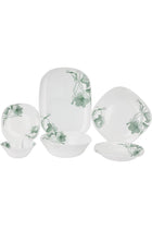36pcs Opalware Dinner Set RF12880 Square, Includes Serving Platters, Dinner, Soup and Desserts Plates, Side Bowls and Spoons