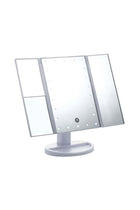 Tri-Folded Vanity Table Makeup Mirror With 21 LED Lights White