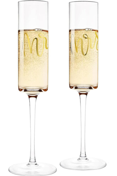 Champagne Flutes Glasses -300ml Glassware Set - Stemmed Drinkware For Weddings Bridal Shower Gifts