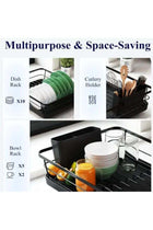 Black Stainless Steel Dish Drying Rack With Cutlery Holder Space Saving Kitchen Organizer