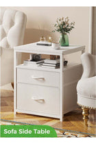 Nightstand with 2 Fabric Drawers, Bedside Table with 1 Open Shelf, Side Table for Living Room and Bedroom, Bedside Nightstand with Metal Frame and Wooden Top