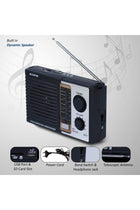 iBELL CTFM100U Portable FM Radio, with USB, SD Card, MP3 Player & Dynamic Speaker 4 Band (Bla