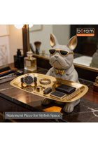 Beram Bulldog Butler Statue with Tray Modern Resin Bulldog Figurine with Sunglasses Decorative Storage Holder for Keys Coins Jewelry Home Décor Stylish Desk and Entryway Organizer