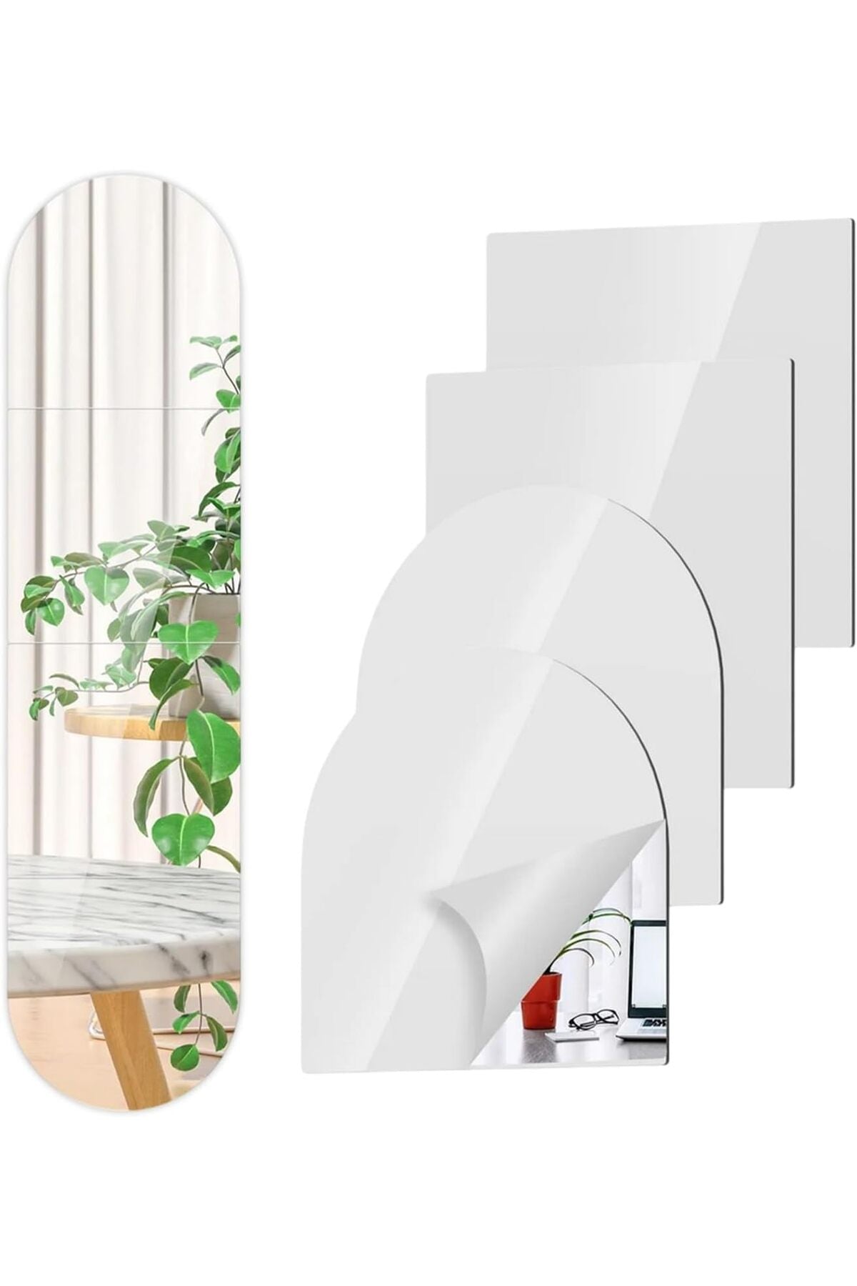 4 Pieces Self Adhesive Mirror Tiles 30x30cm, Full Length Wall Mirror Tiles, Acrylic Stick On Wall Mirror, Self Adhesive Full Length Mirror, Frameless Full Body Mirrors For Wardrobe Doors Bedroom