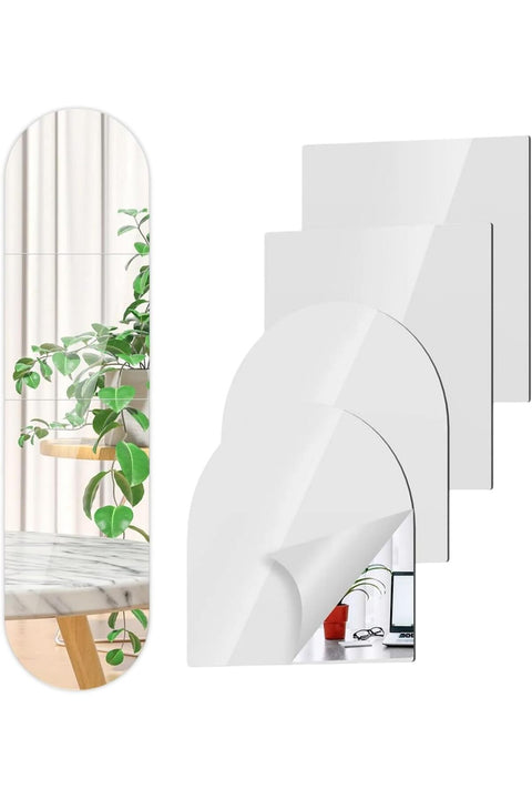 4 Pieces Self Adhesive Mirror Tiles 30x30cm, Full Length Wall Mirror Tiles, Acrylic Stick On Wall Mirror, Self Adhesive Full Length Mirror, Frameless Full Body Mirrors For Wardrobe Doors Bedroom