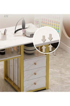 Manicure Table Nail Desk, Beauty Salon Nail Table with 3 Storage Drawers, Manicure Desk Workstation for Nail Tech Marbling Texture Home Makeup Beauty Salon Equipment, 100*40*76cm